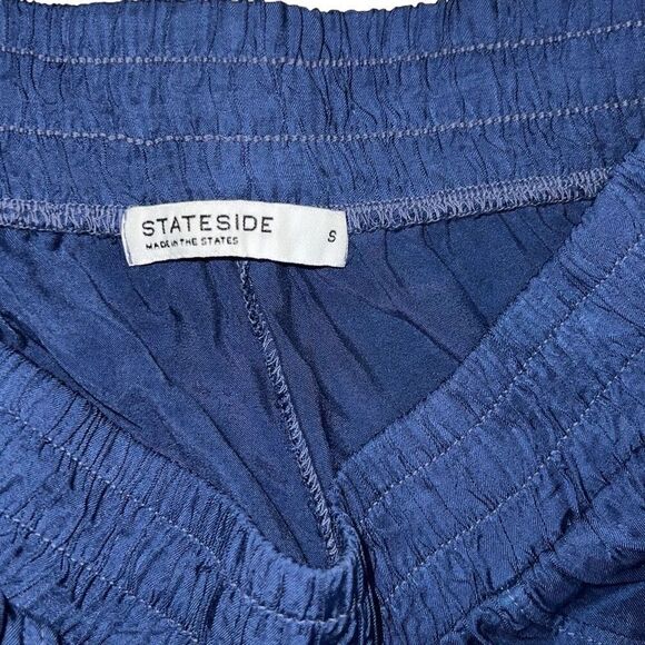 Stateside Blue Wide Leg Elastic Waist Pull-On Pants Pockets USA Made Sz S Small - Picture 3 of 7